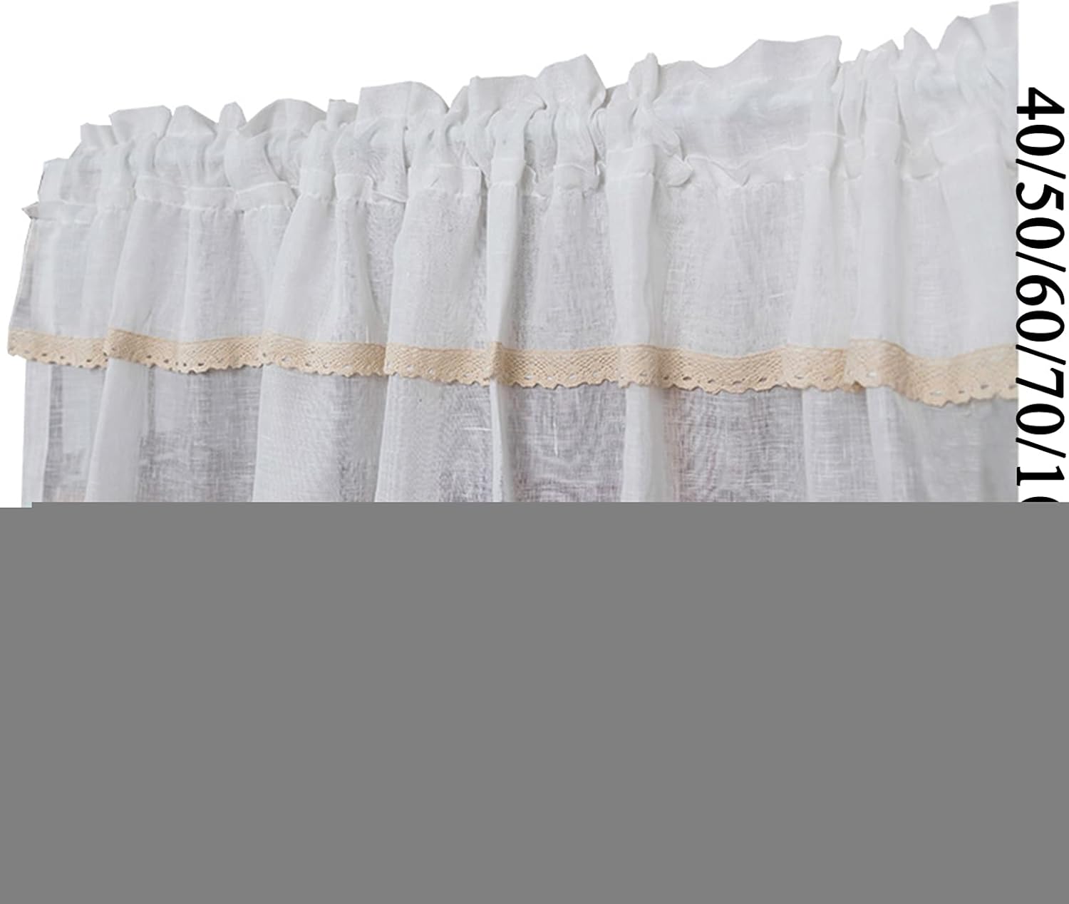 LUNEZY Kitchen Curtain,Short Curtain Lace Decorative Half Curtain,Semi Sheer Cafe Tier Curtains Valance,Bistro Curtain Country Style,Window Treatment for Kitchen Balcony Bathroom Cupboard