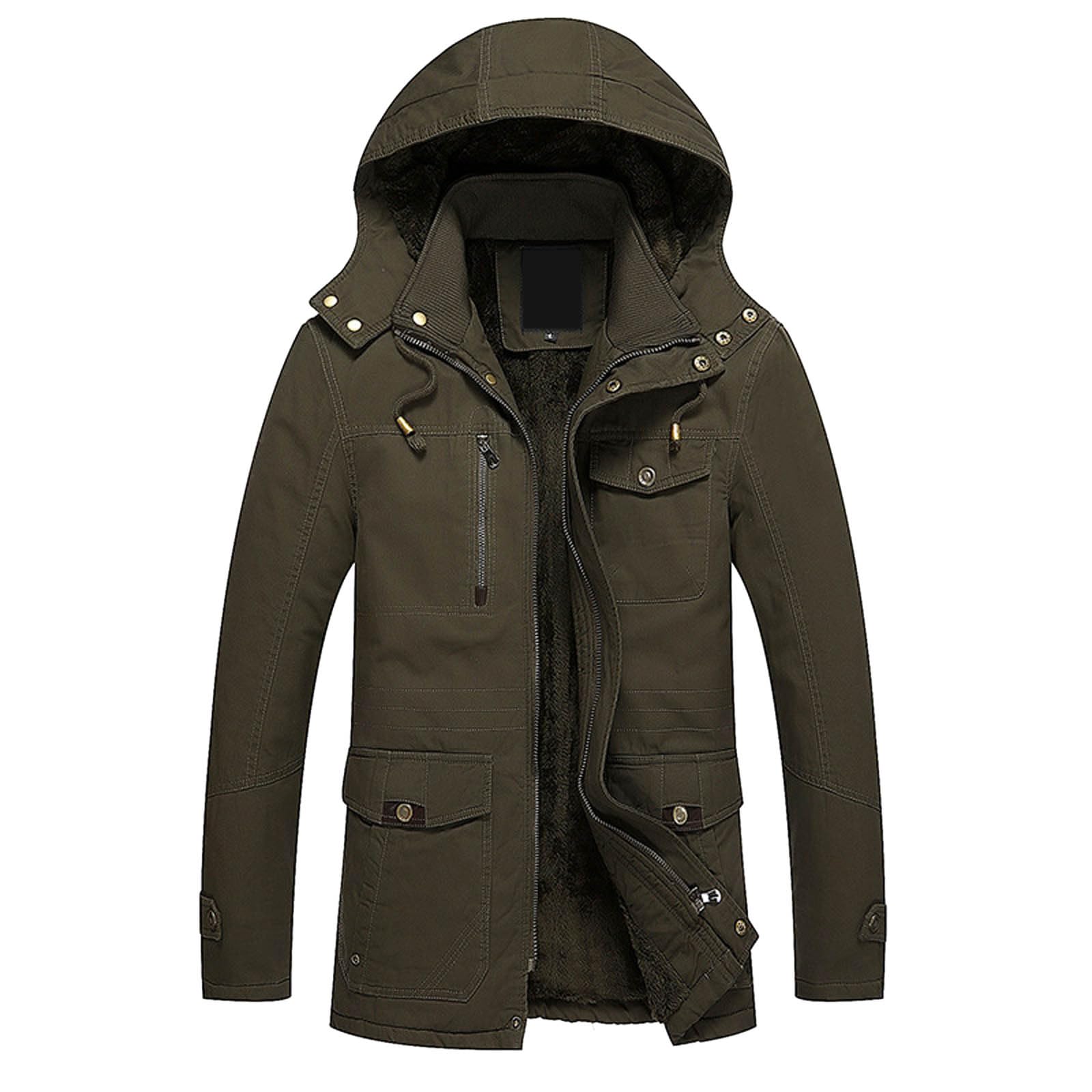 Chaqueta Hombre Invierno - Abrigo de Lana de Manga Larga con Capucha a de Engrosado Informal de Moda de otoño e Invierno para Hombre