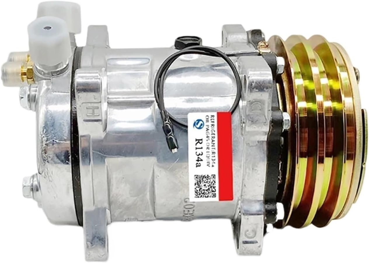 HKIYVF Air Conditioner AC Compressor Tractor Excavator Heavy Duty Truck 2 Groove V Blet Pulley，Compatible for Sanden 508 SD508 5h14 12V / 24V(12V R134a)