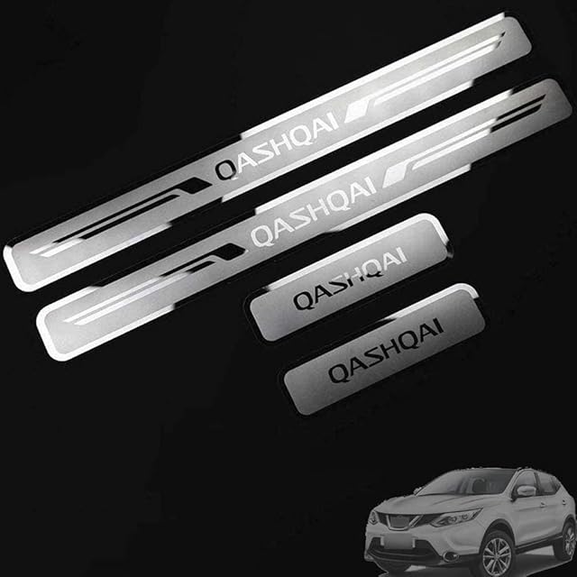 ASDDD ochraniacz progu drzwi, do samochodu Nissan Qashqai J10 J11, osłona progu drzwi, naklejka ze stali nierdzewnej, wykończenie antypoślizgowe, akcesoria odporne na zarysowania