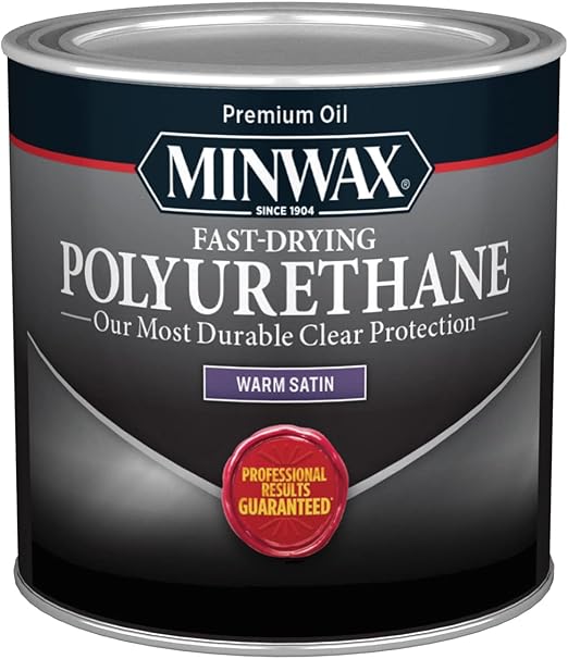 Minwax Fast Drying Polyurethane Protective Wood Finish, Clear Satin, ½