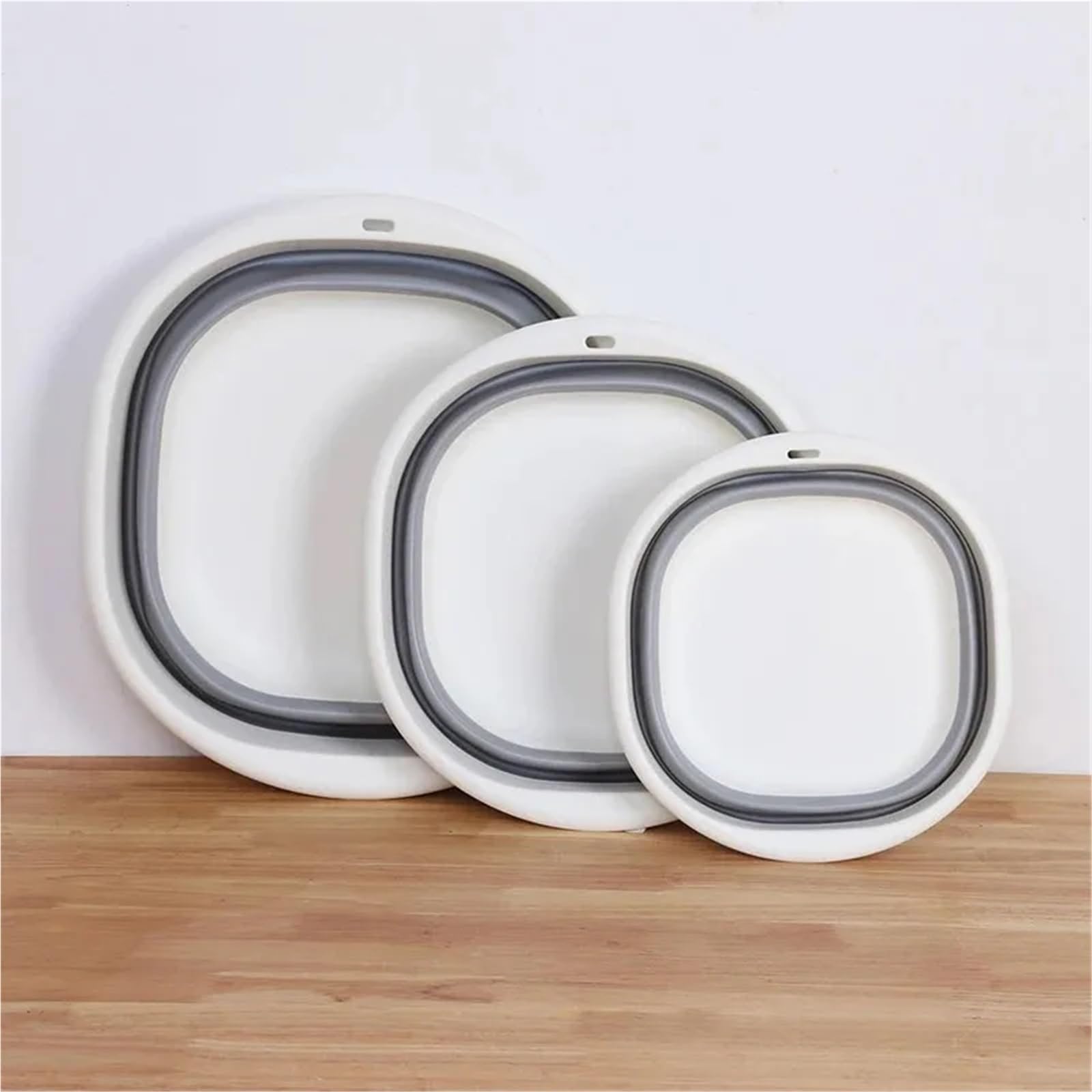 Lot de 2 lavabos Pliables en Plastique for dortoir, for étudiants, Portables, de Voyage, à Compression, Pliables, for l'eau et la Maison pour Salle de Bains(Grey M)