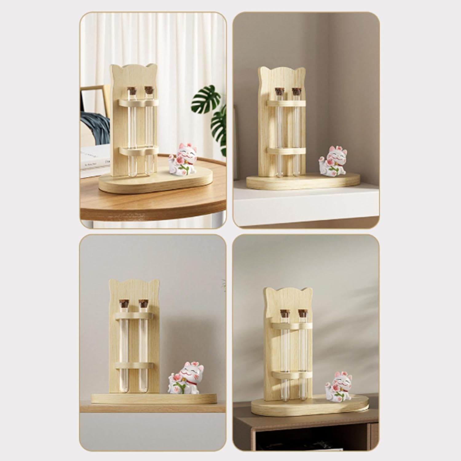 Whisker Jar Decorative Double Tube Storage Container with Cork Stopper image 4