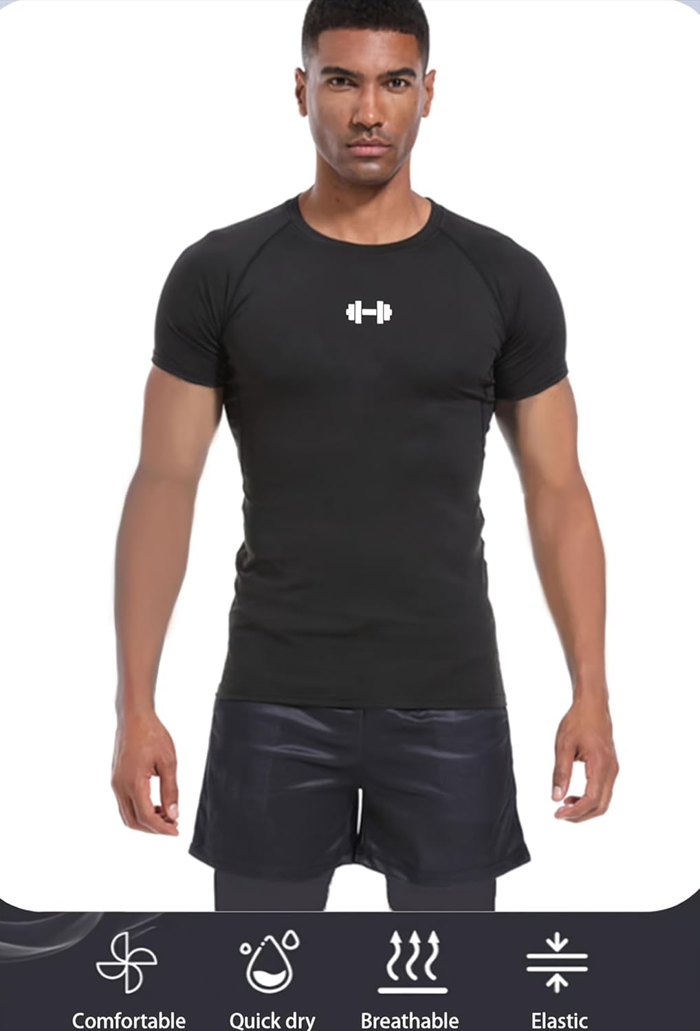 Men's Quick-Dry Workout T-Shirt, Short Sleeve Sports Top, Lightweight Athletic Gym Shirt, for Training, Running, Fitness