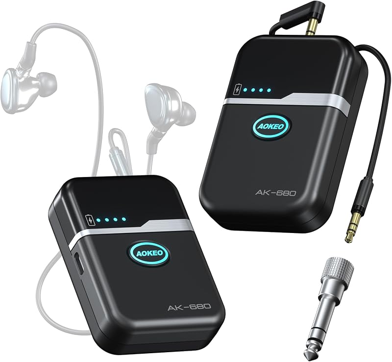 Sistema de monitor de oído inalámbrico AK-680, monitoreo IEM estéreo profesional de 5,8G con transmisor y receptor de petaca, emparejamiento de sincronización automática de latencia ultrabaja para escenario en vivo, banda, cantante, grabación de estudio