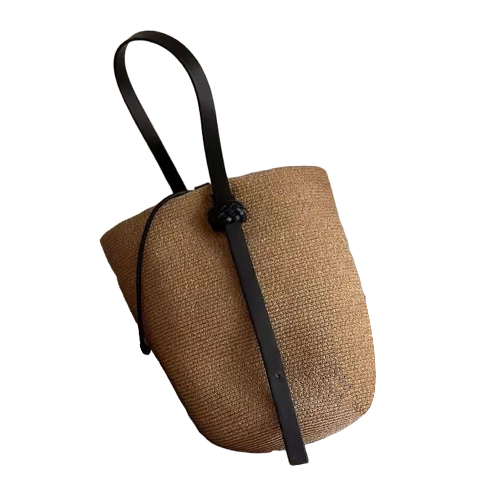 QUEENYARD Women Straw Bag Handwoven Shoulder Bag Top Handle Handbag Beach Bag Japanese Styles Bucket Bag Shopping Dating Bag