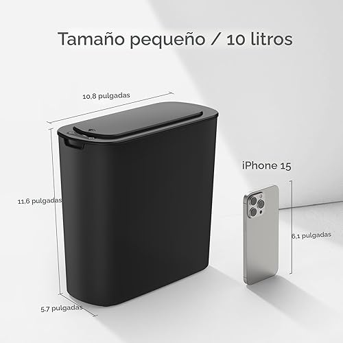 Miniatura 3 de TIPGO Cubo de basura automático con sensor de movimiento para baño con tapa, cubo de basura sin contacto de 2.6 galones, cubo de basura inteligente