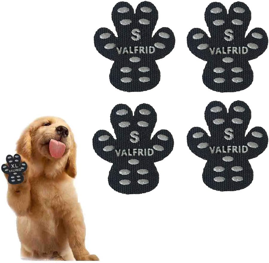 VALFRID Dog Paw Protector Rugged Anti Slip 24 Pieces,Disposable Self Adhesive Resistant Dog Shoes Booties Socks Replacemen S