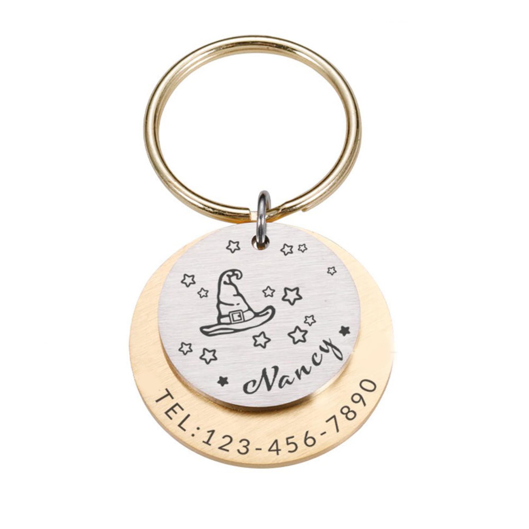 Adornkeys Lost Pet Tag with Name and Phone Number, Beautiful Puppy Tag for Dogs, Mixed Tag for Small Cats, Custom Dog Name Tag, Personalized Pet Tag (Witch Hat Moon Stars Design) (B0CJMJ463G) Amazon Price History, Amazon Price Tracker