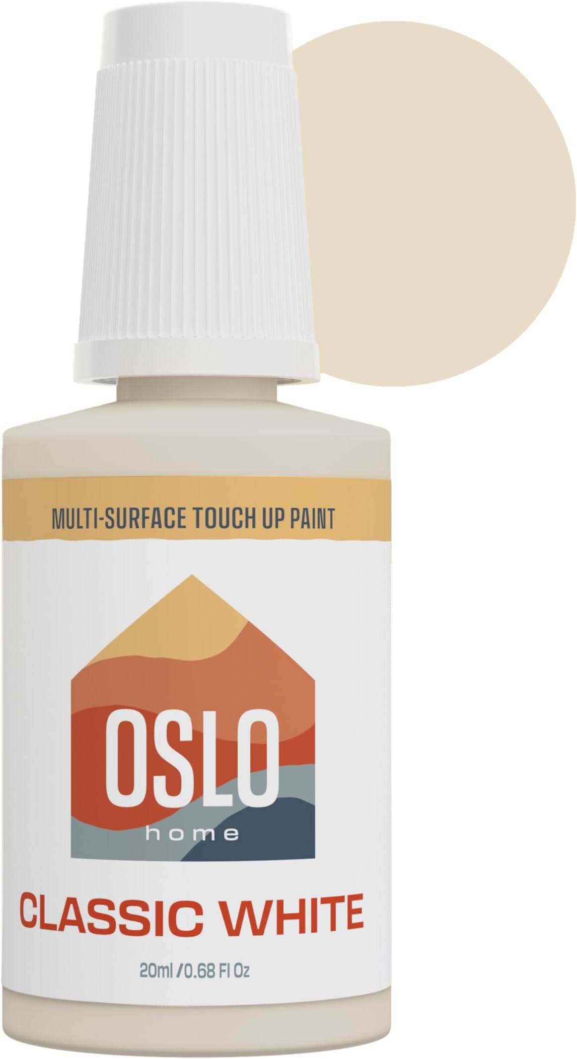 Touch Up Paint, Classic White, 20ml, Matte, w/brush in bottle, Quick drying, for Home, Kitchen cabinets, Walls