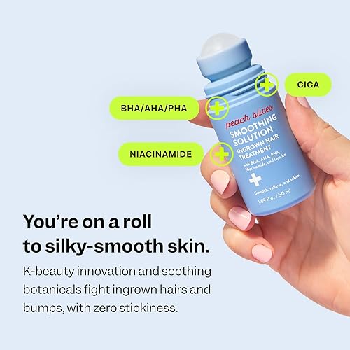 Miniatura 3 de Peach Slices - Solución Suavizante Tratamiento para Vellos Encarnados (1.69 oz) - Suaviza, Alivia, Ablanda la Piel - Rodillo 360 - BHA, AHA, PHA,