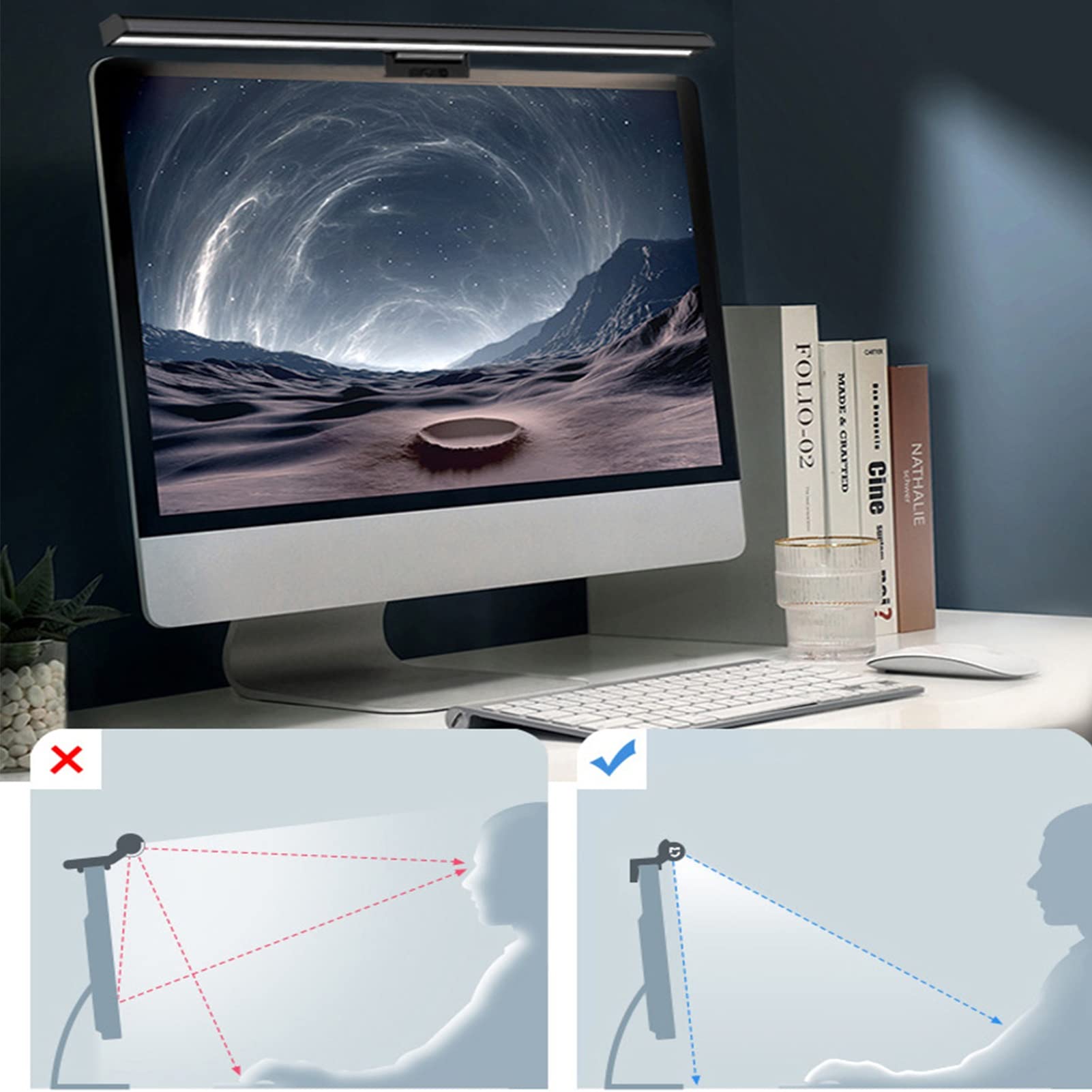 HEATED Laptop Monitor Lampada, Wodgreat Lampada da Lettura Luce LED Scrivania for la Protezione degli Occhi USB Luce Monitor con Regolazione Manuale Lampada for la
