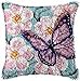 XUJINGJIE Knüpfkissen Schmetterling Knüpfteppich Zum Selber Knüpfen DIY Kissenbezug Teppich Stickerei Kreuzstich Set Mit Vorgedruckt Muster, 43X43cm