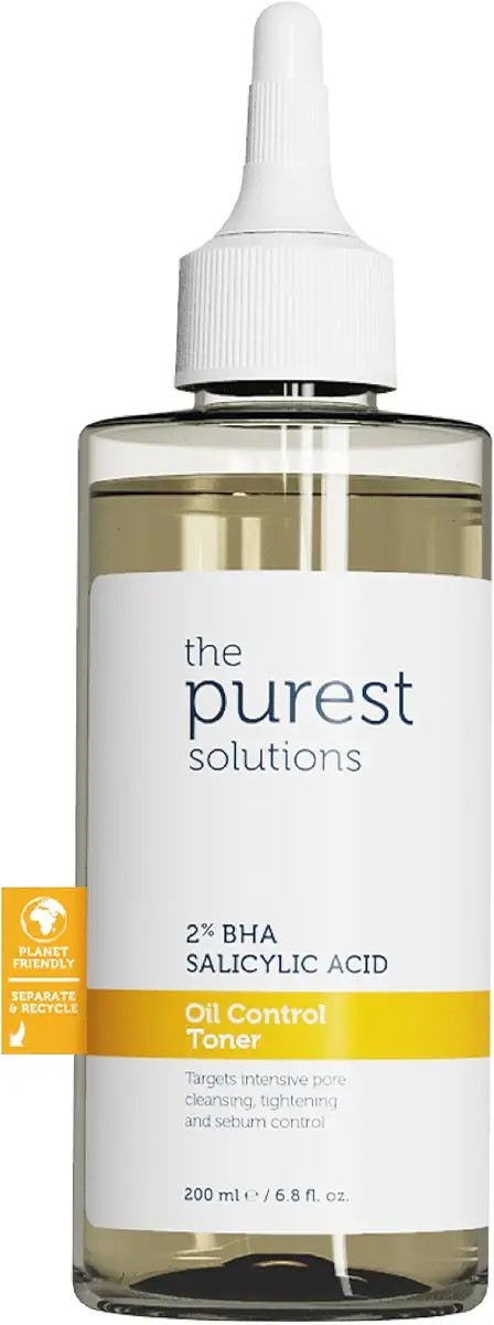 The Purest Solutions Oil Control Toner (2% BHA Salicylic Acid) - Oily, Pore Balancing Toner for Acne &amp; Scarred Skin - Blackhead Targeted Formula - Vegan | Cruelty Free | Eco Friendly (6.76 fl. oz)