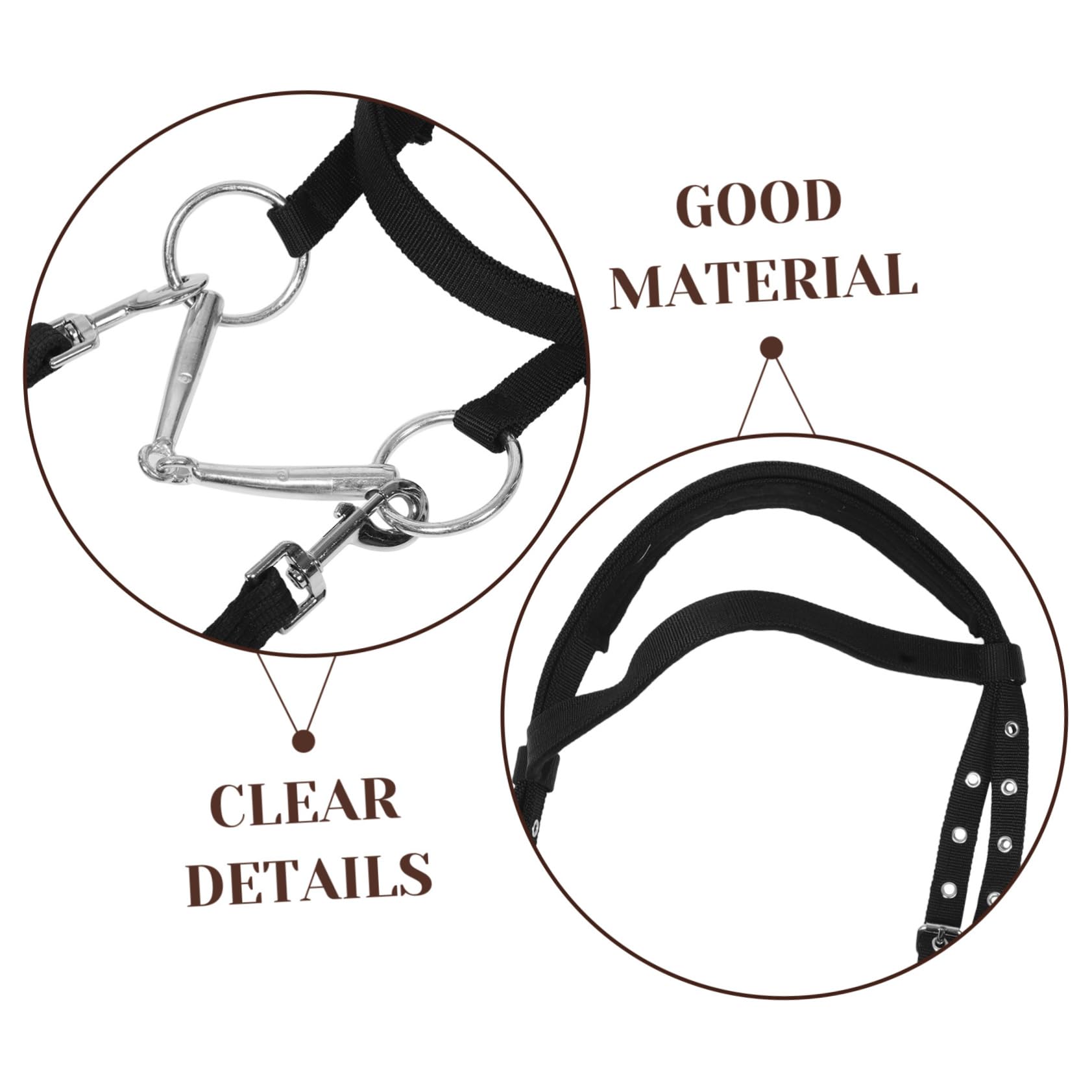Cabestro de Cuerda para Caballos Grande de Nailon Negro | Entrenamiento y Equitación, Apto para Caballos de Tamaño Pequeño, Diseño Cómodo Antimordida