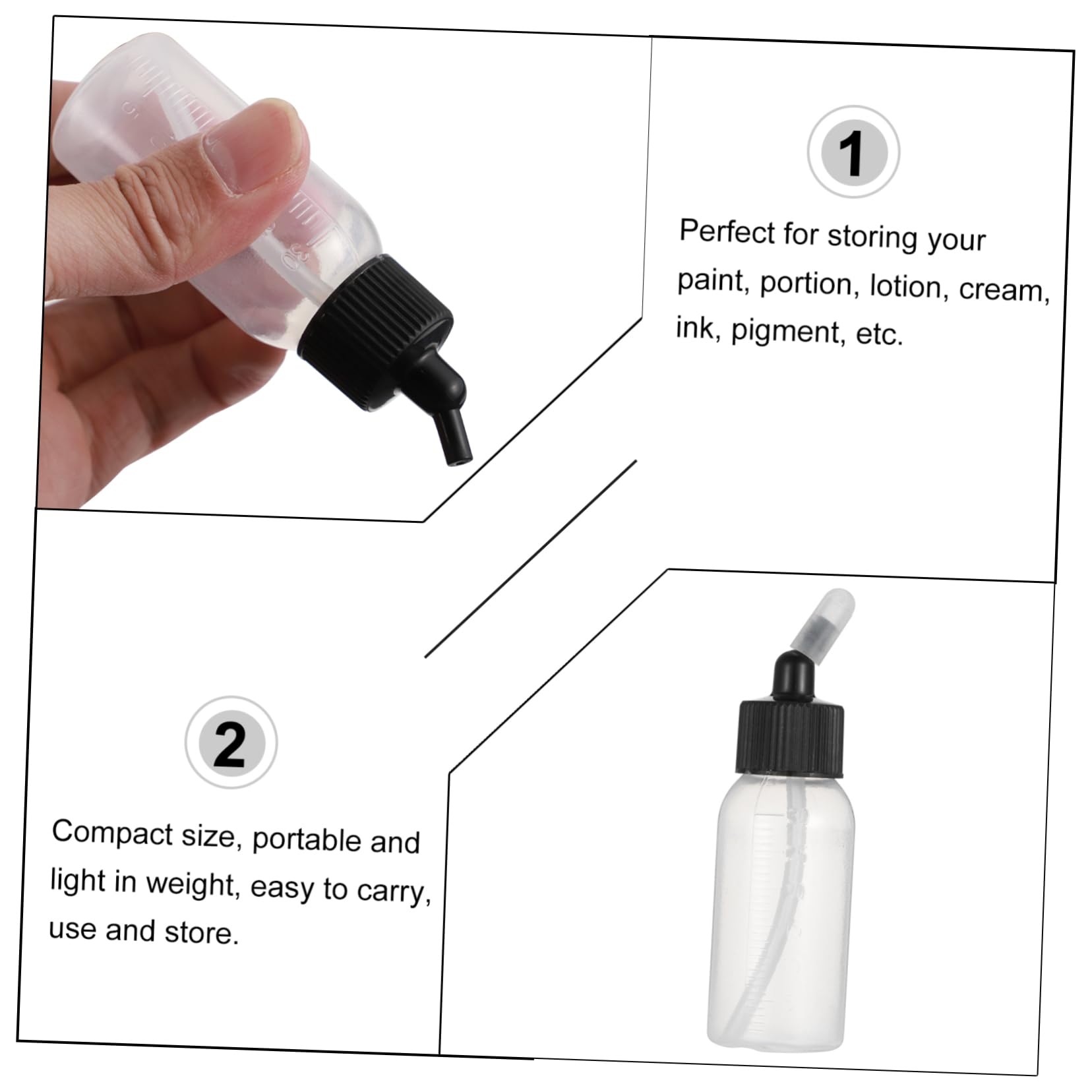 Baluue 10pièces Flacon de Peinture Doseur Pipette Compte-gouttes pour Peinture Aérographe et Autres Liquides