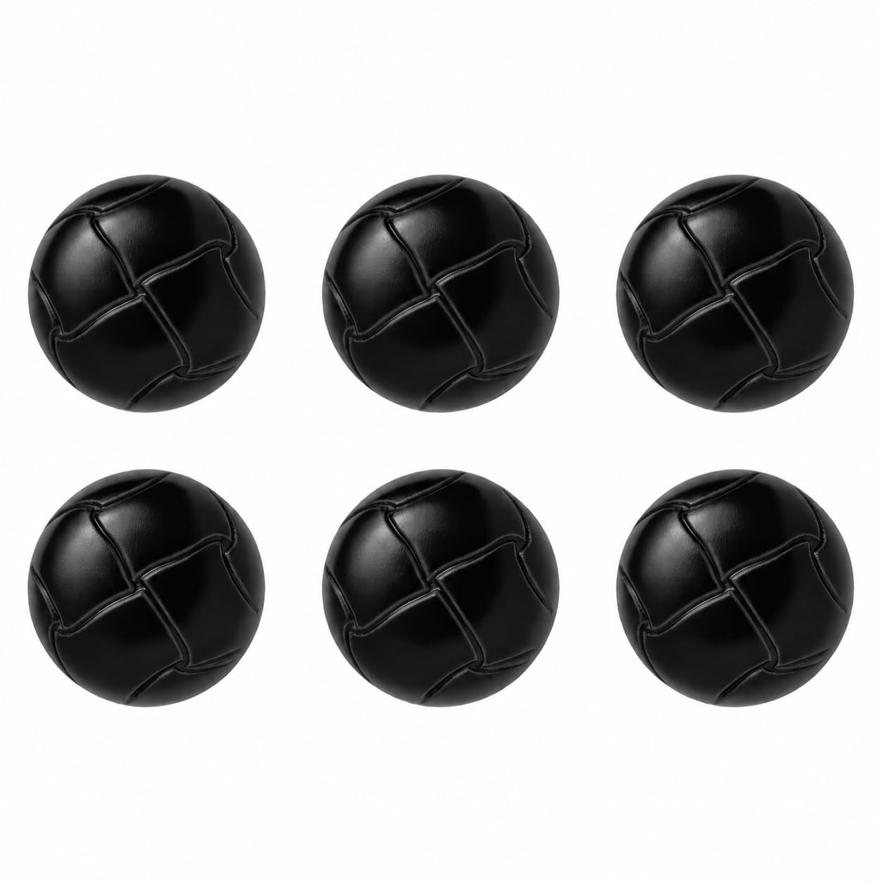 Pack of 6 Black 23mm Football Style Nylon Shank Buttons for Coats, Jackets Cardigans Upholstery Round Leather Look Finish 36L