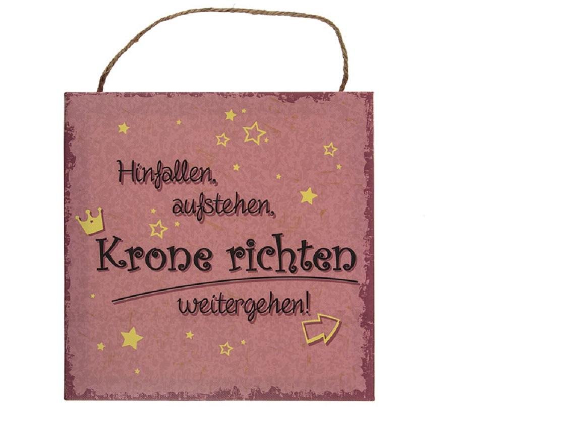 Wall Picture Paper on Wooden Frame with Saying - Hinfallen, Aufstehen, Krone.