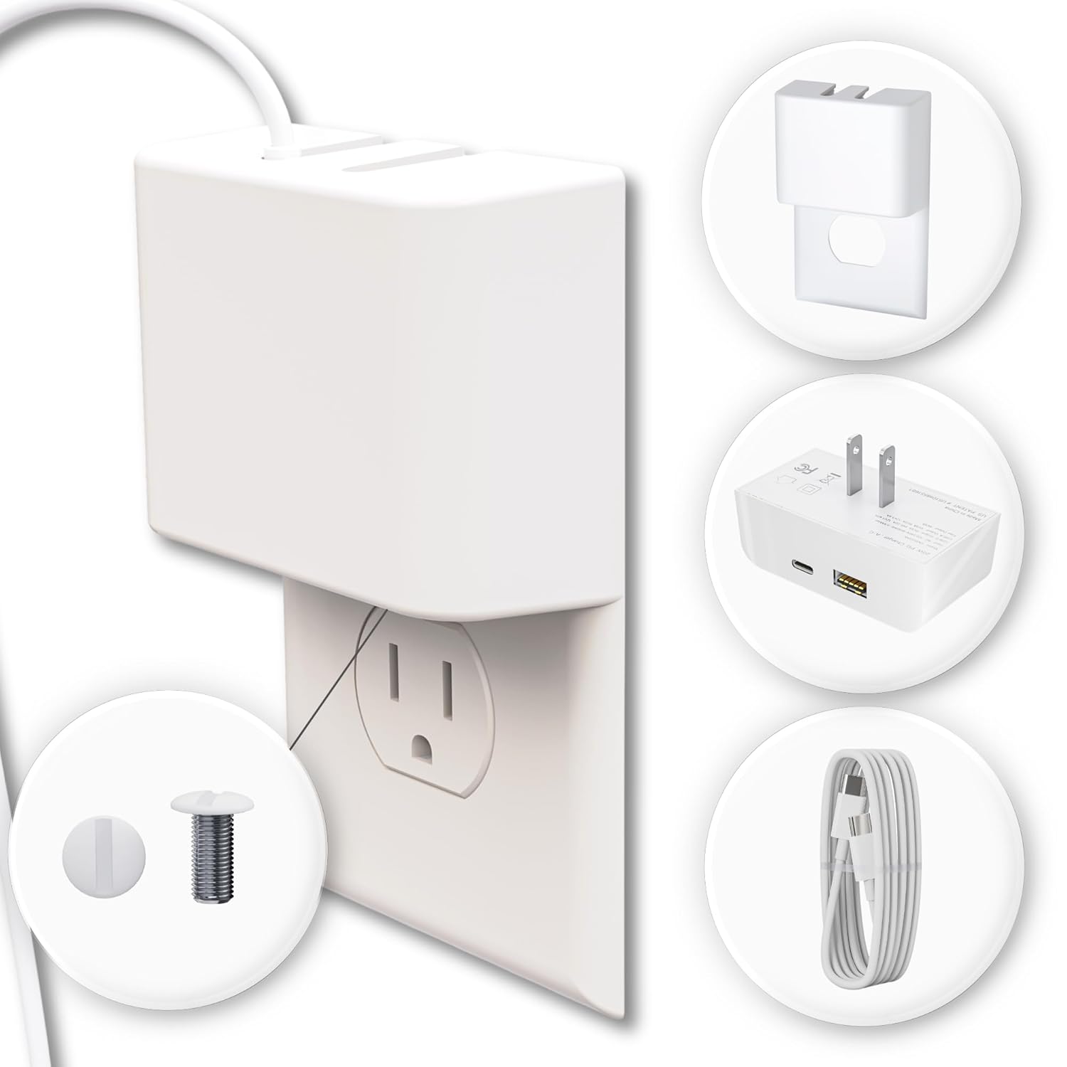 Permaplug [Charger & Cable Included] Simplest Way to Lock Your Charger & Cord, Anti-Theft & Tug-Proof Charger Lock, Baby Proof, Adult Proof, Child Proof & Safety Device, 45W PD (Type-C Cable)