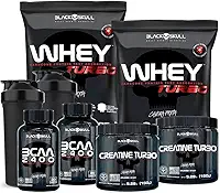 Combo 2x Whey Protein Turbo + 2 Bcaa + 2 Creatina - Black Skull (Chocolate)