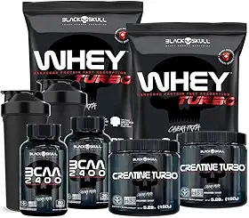 Combo 2x Whey Protein Turbo + 2 Bcaa + 2 Creatina - Black Skull (Chocolate)