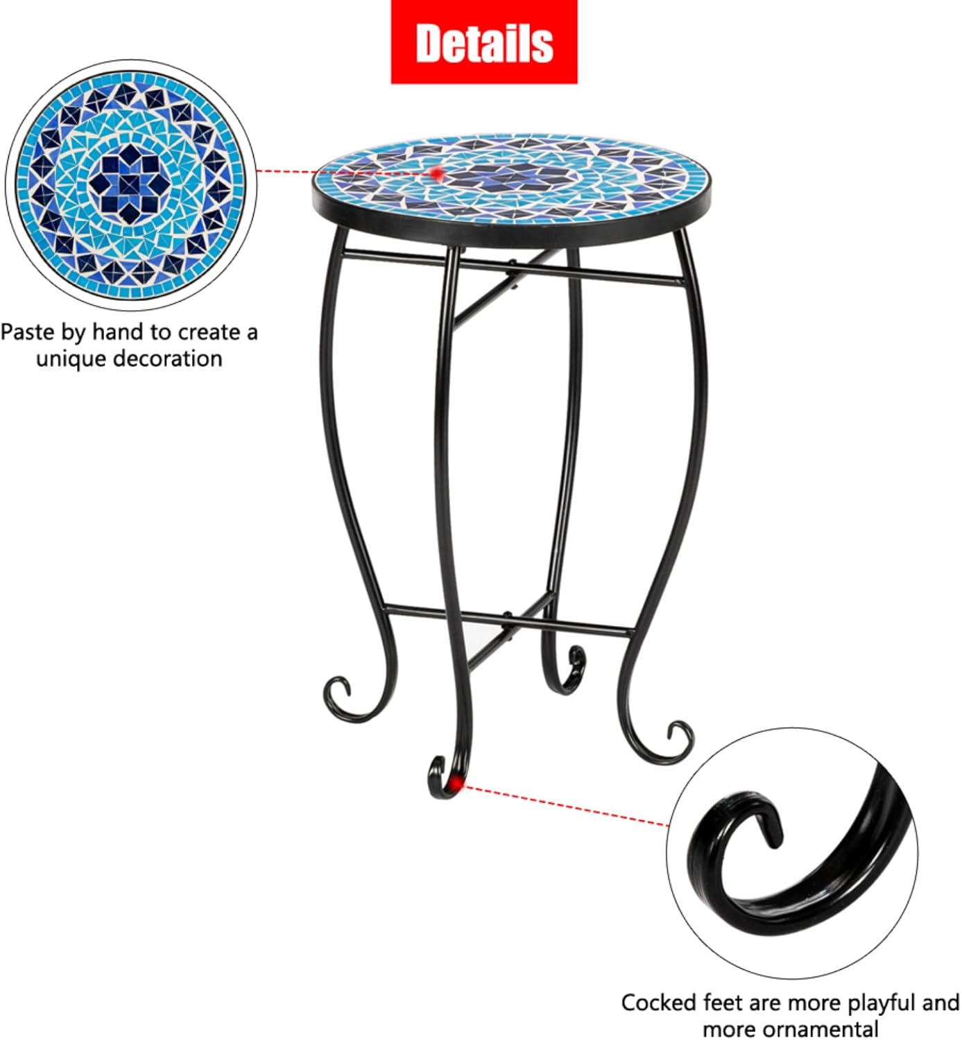 Inlaid With Diamond-Colored Sea Mosaics With Round Terrace Bistro Tables
