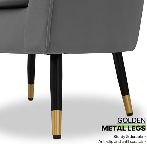 Miniatura 8 de Magshion Silla decorativa de barril con almohada lumbar, sillón tapizado moderno, sillón ergonómico individual para sala de estar, dormitorio,