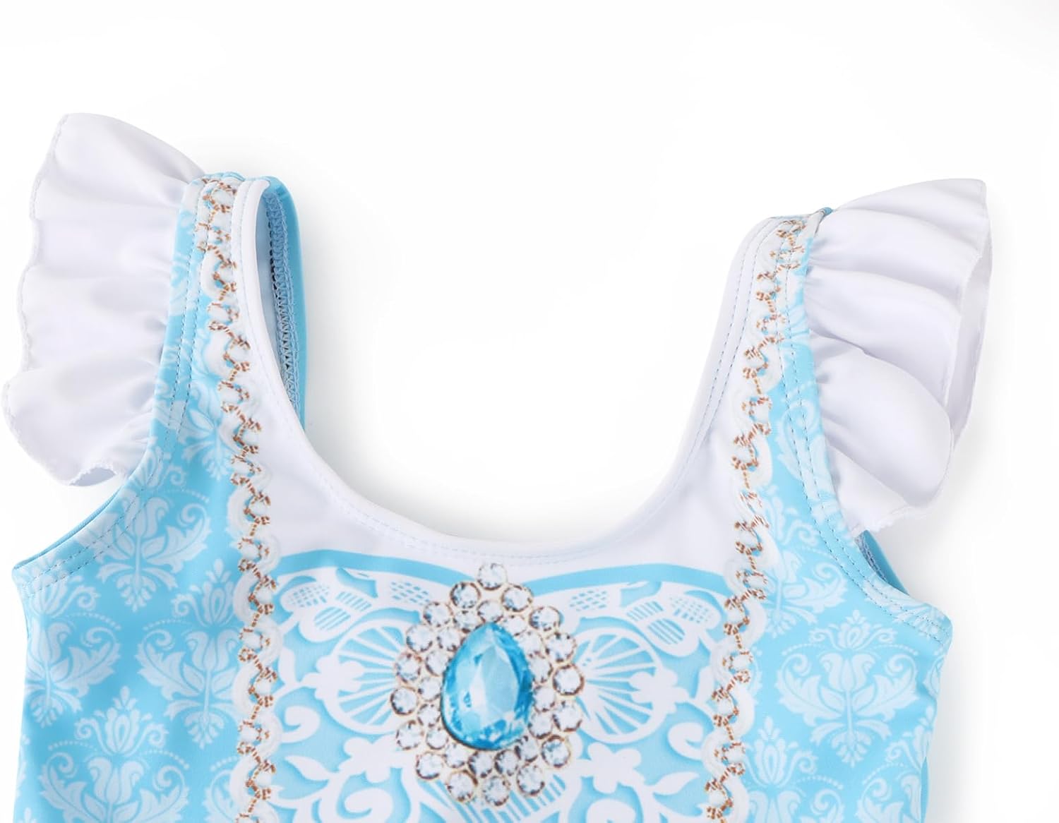 COTRIO One Piece Princess Swimsuit for Girls Short Sleeve Swim Dress Rash Guard Bathing Suit Skirted Swimwear 1-10 Years - Image 3