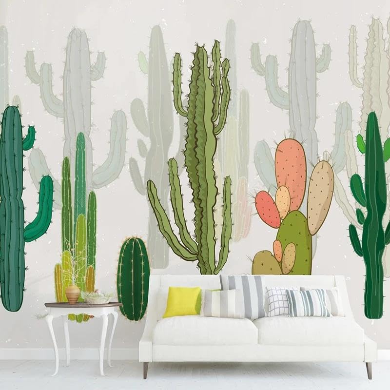 Sticker cactus 3D imperméable en PVC pour fond de mur frais