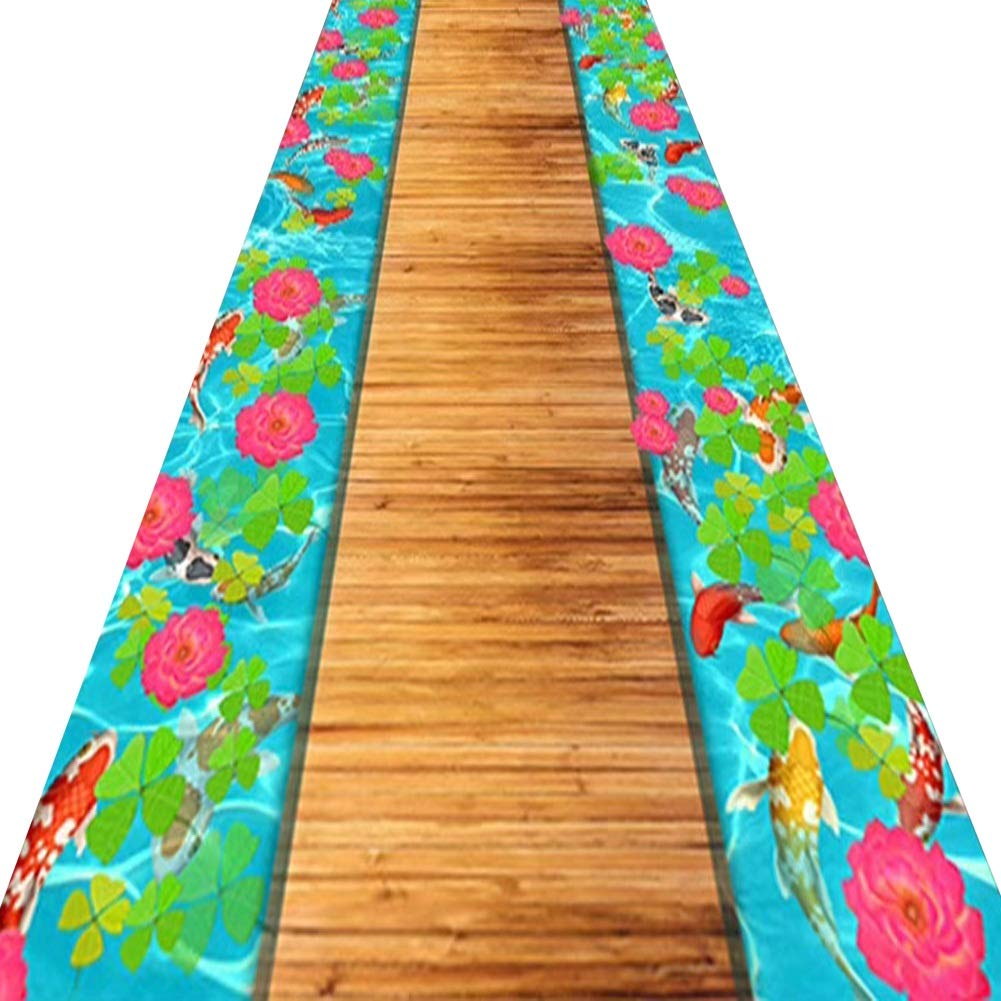Moqueta pasillo largo ZRUYI con diseño madera estereoscópico en dos colores elegantes