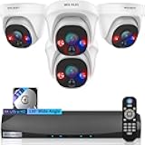 【130° Wide-Angle & 90 Days Storage】 Wired Dome Security Camera System, Home Video Surveillance Camera Systems, Outdoor/Indoor POE IP Cameras, Surveillance DVR Kits