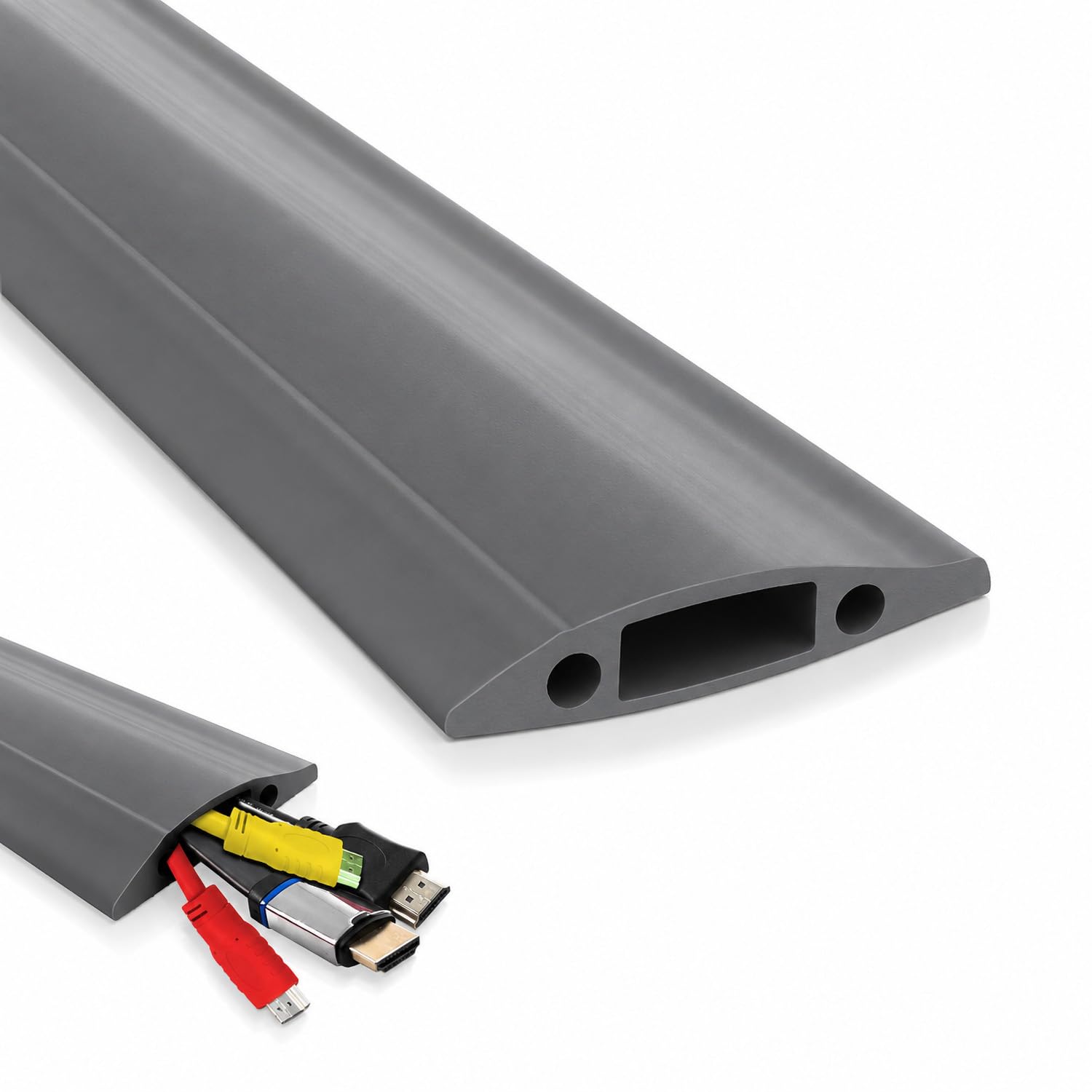 On1shelf® Grey PVC Floor Cable Protector Cover 10M Medium Duty Cable Management Ramp for Home Office Extension Leads Ethernet TV Power Wires 16mm x 8mm Cable Channel Anti Trip Floor Cord Cover