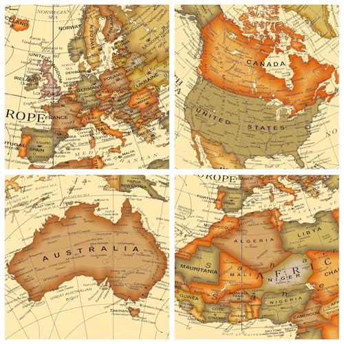Exerz 10" Antique Globe With A Wood Base - Rotating World Globe - Modern Map in Vintage Colour - Diametre 10 inches