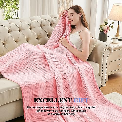 L'AGRATY Knitted Weighted Blanket - 48"x72" 15lbs Cooling Chunky Knit Heavy Blanket for Adults Braided Crochet Throw Thick Cable Yarn Knit Decorative No Beads Evenly Weighted Machine Washable