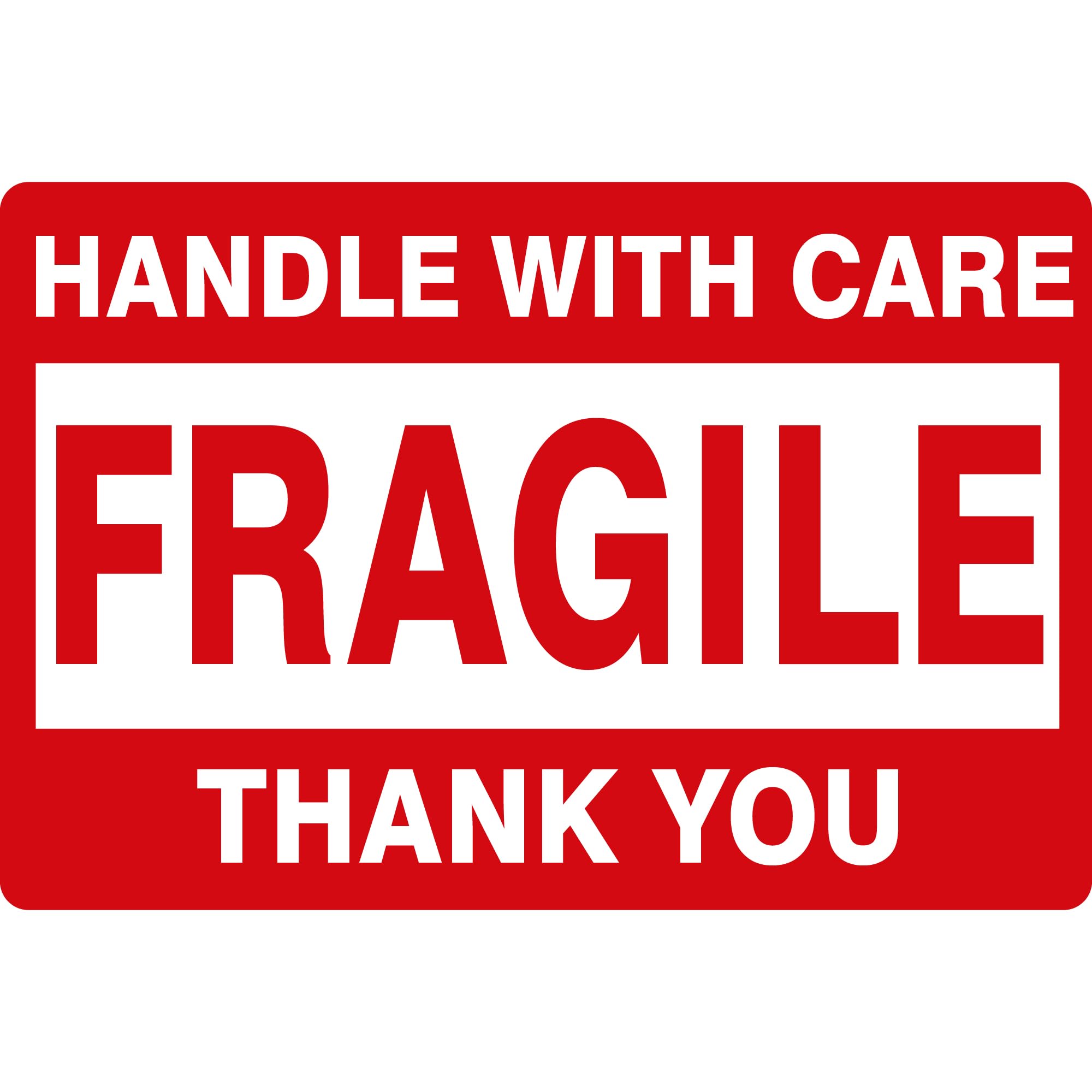 Labelident Warnetiketten 76 x 51 mm - Paket Aufkleber handle with care/fragile/thank you - 6.000 Versandaufkleber auf 6 Rolle/n, Versandetiketten selbstklebend