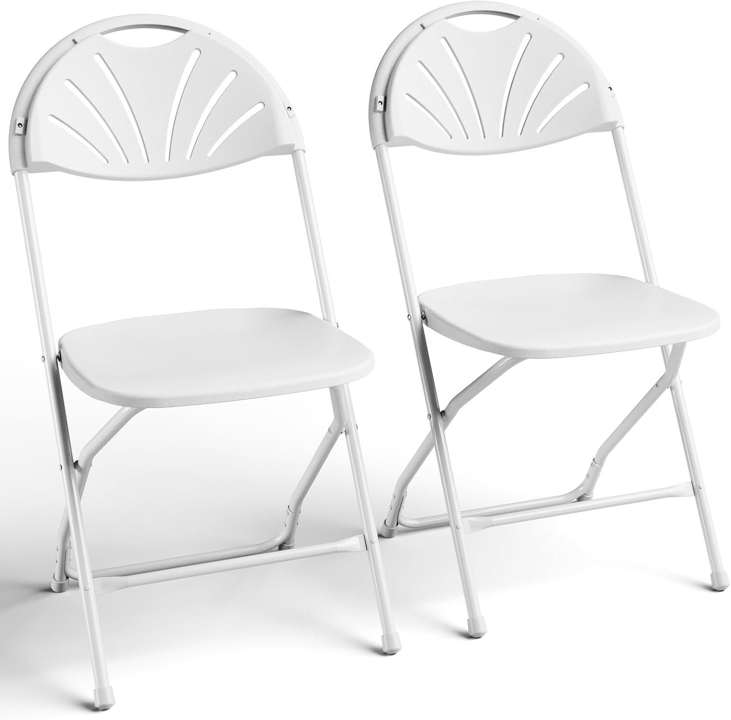 Folding Chair 2 Pack, White Plastic Chairs with Ergonomic Design Back&Seat, Portable and Foldable Chairs for Indoor&Outdoor Use, Party Wedding Dinning Chairs, Metal Frame Supports up to 350lbs
