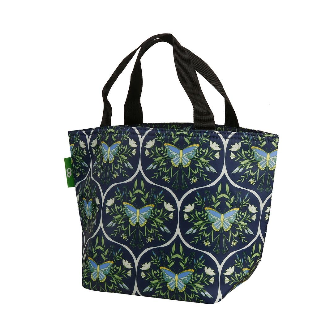 ECO CHIC Lightweight Foldable Insulated Lunch Bag Water Resistant Cooler Bag (Butterflies Navy) โ image 1