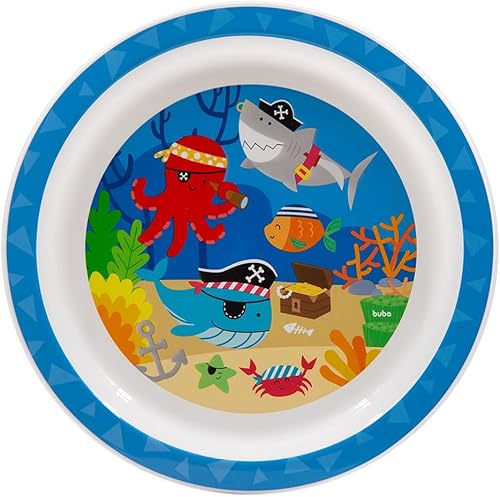 Pratinho Infantil Raso Animal Fun e Frutti para Micro-Ondas Buba (Pirata)