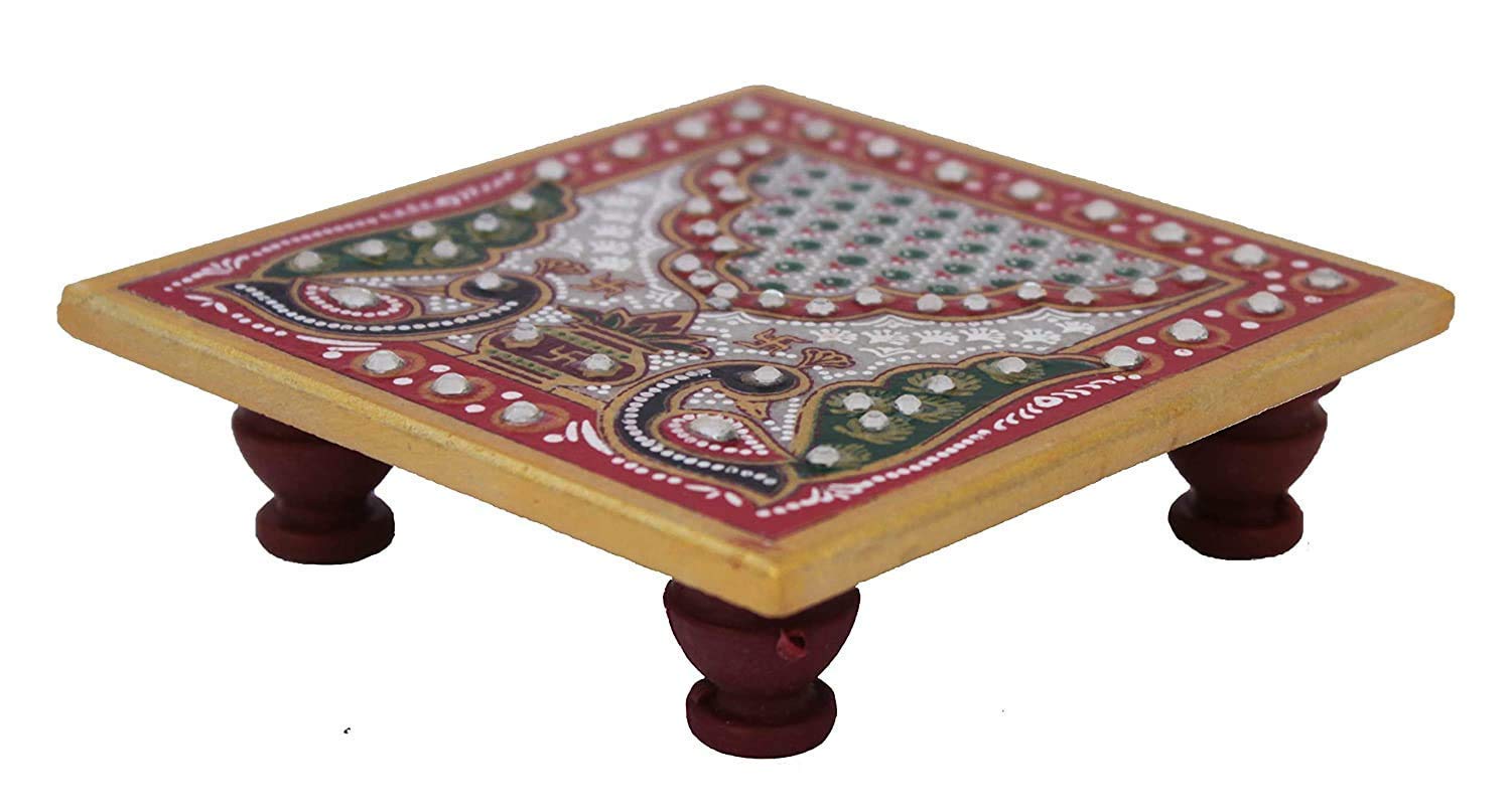 BENAVJI Marble Chowki with Ganesha Idol Hand Painted Ganesh Marble Base Home Decor Traditional Decorative Gift Pooja Wedding Showpiece with Roli Moli - Image 4 thumbnail