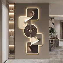 Modern Abstract Geometric Clock, Plug-in Power Supply Wall Decor with LED Light for Home Living Room Bedroom EntranceB,100 * 50cm39.4 * 19.7