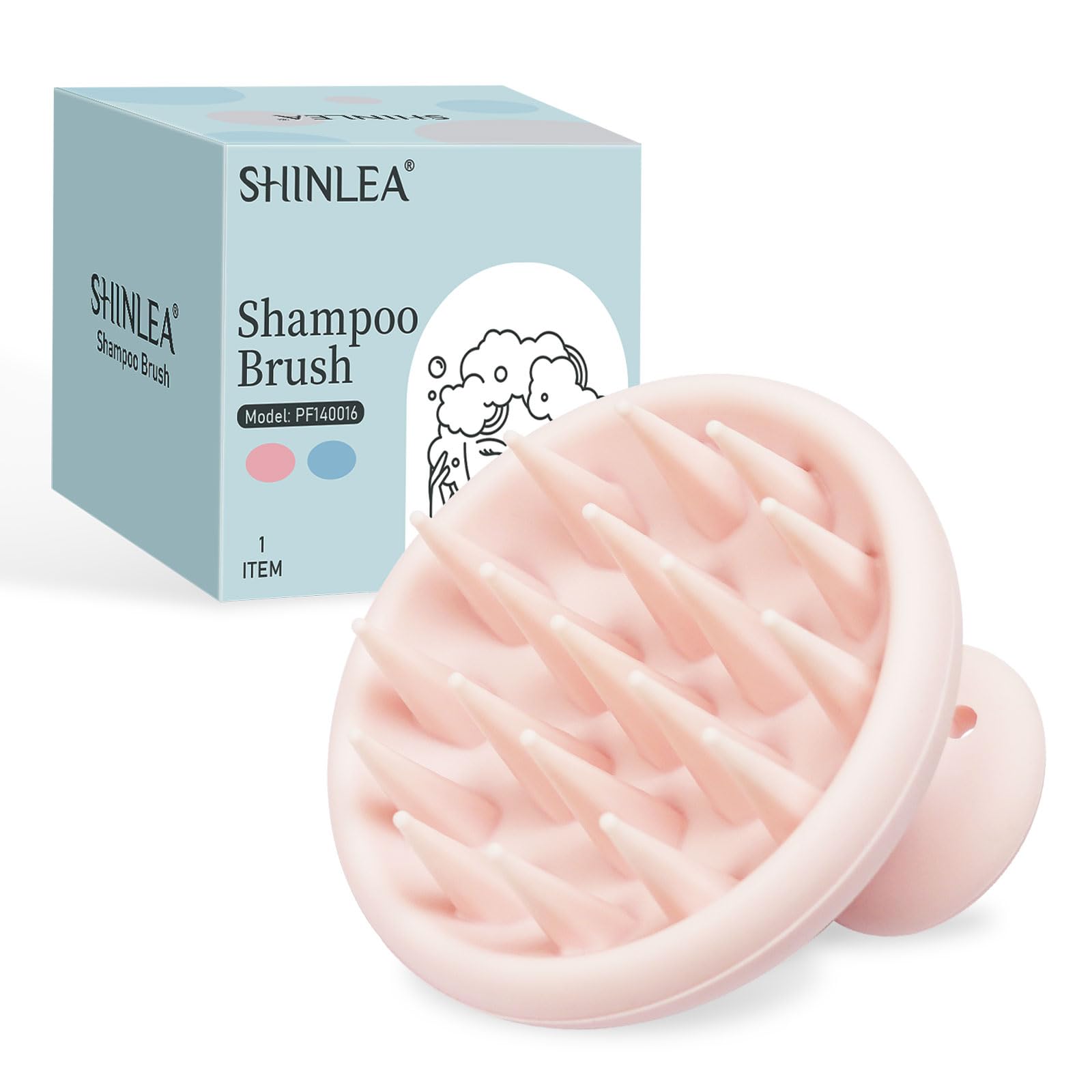 SHINLEA Scalp Massager for Hair Growth and Exfoliation,Scalp Massager Shampoo Brush with Soft Silicone for Clean and Head Relaxation,Suitable for Wet or Dry Use，Pink