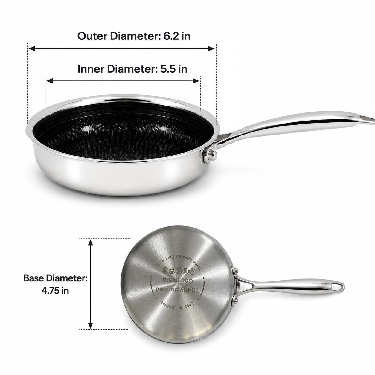DELARLO Tri-Ply Stainless Steel Nonstick Ceramic Omelette Pan 5.5 inch — Amazon image 5