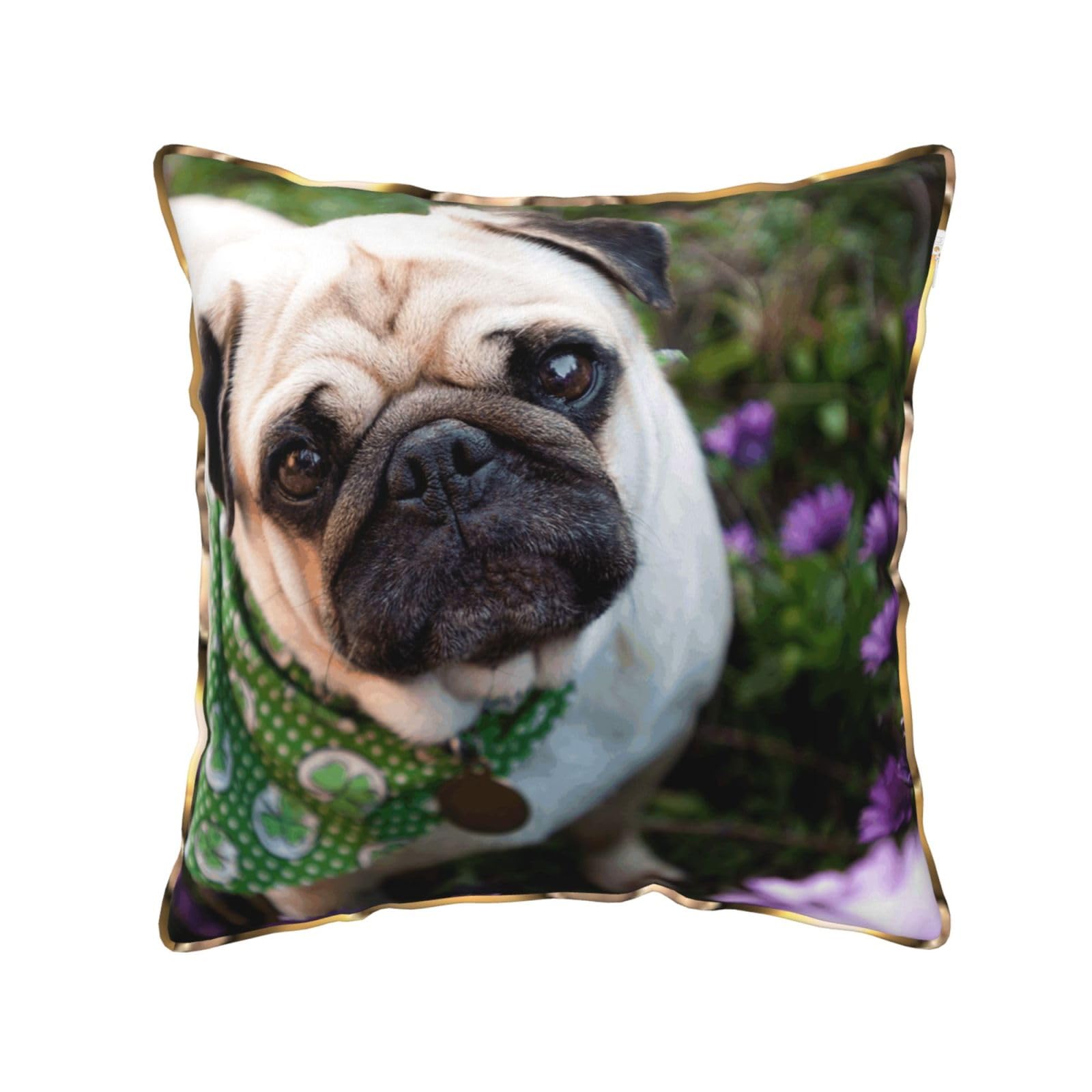 FZGGWYHL pugs in the garden printed Velvet Throw Pillow Cover Pillowcase