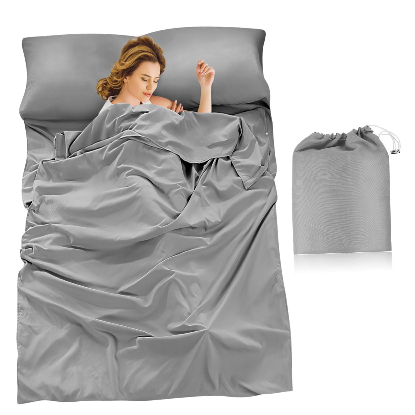 Mikikit Outdoor Sleeping Bag Hotel Sleep Sack Set Sleep Sack Sheet Breathable for Camping Hiking Travel