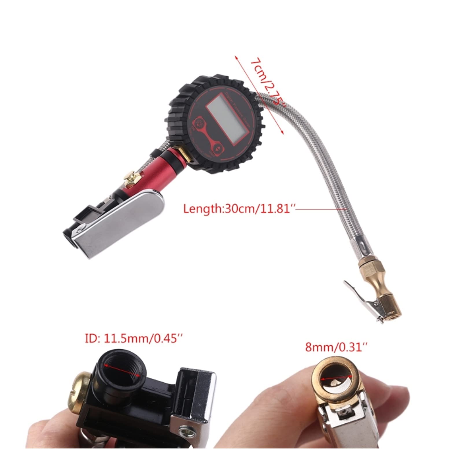 Inflador de neumáticos Digital con manómetro de 250 PSI, Esfera Luminosa de fácil Lectura LCD retroiluminada Digital