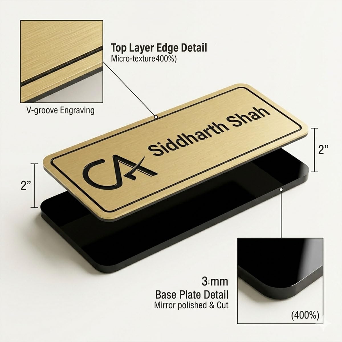 Customized Acrylic Name Plate for Office, Home, Workshop, Acrylic Laser Engraved Name Plates for Doctor, For CA, For Dentist, For Advocate, For Door, For Wall Name Plate 3 x 8 inch & 12 x 4 inch — Amazon image 4