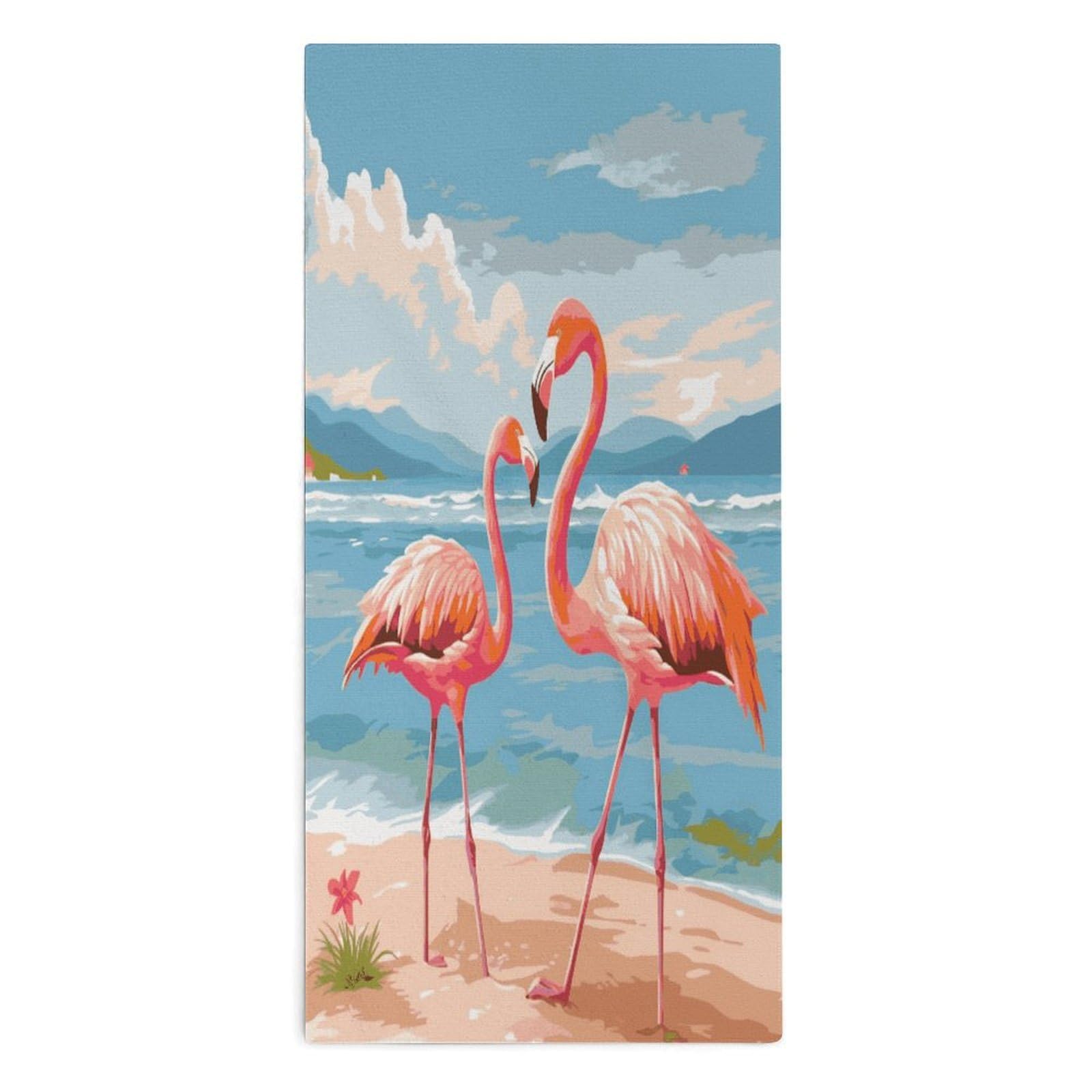 Fodpand Style Flamingo Beach Microfiber Towels, Decorative Bath Towel Soft & Lightweight, Hand Towels Multipurpose Use For Bathroom, Pool, Gym, Spa, And Hotel Use