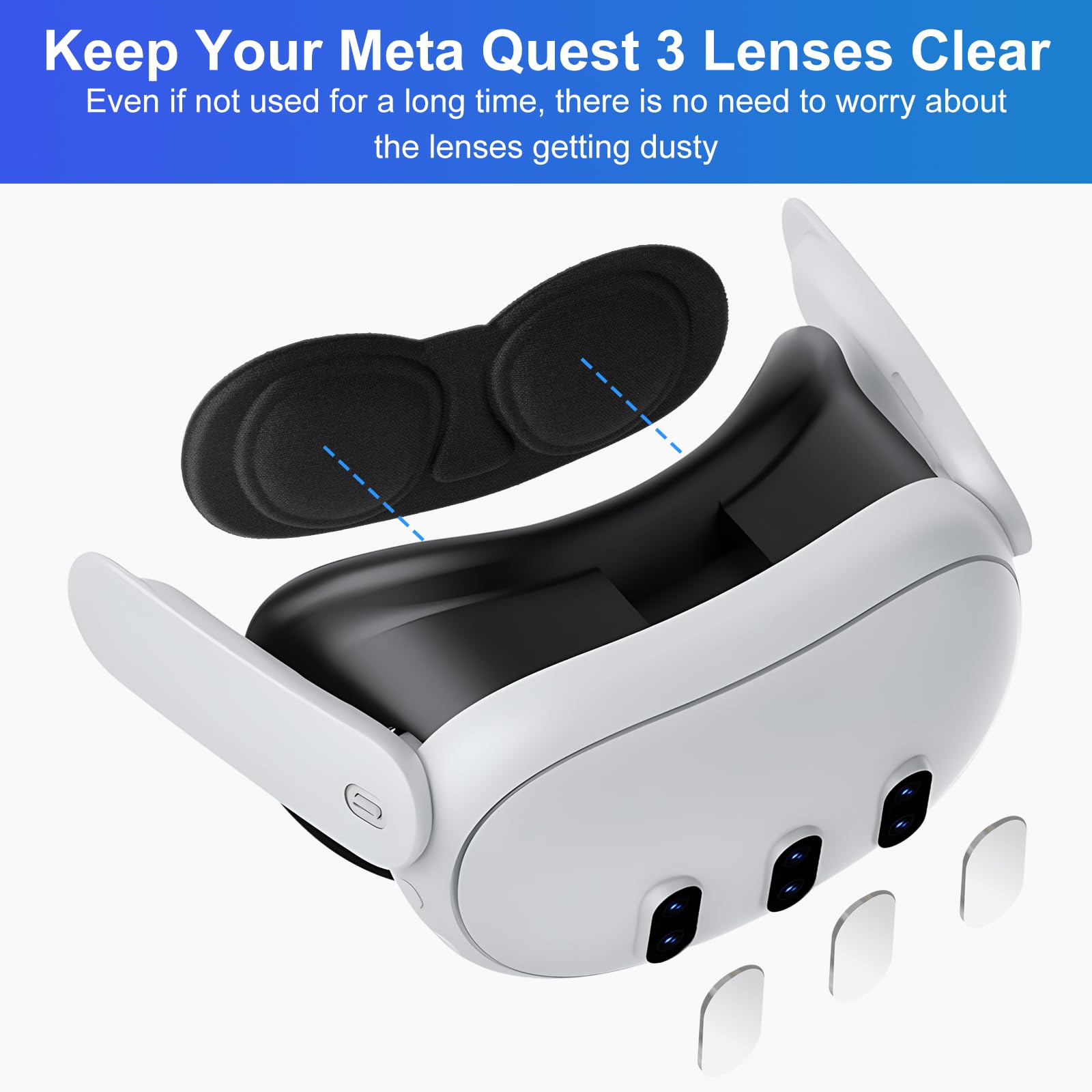 Olycism Coque de Protection pour Meta Quest 3 Accessoires Comprend 1*Couverture avant protectrice 1*Couverture d'objectif 4*Capsules de joystick 3*Protecteur d'objectif trempé pour Oculus Quest 3