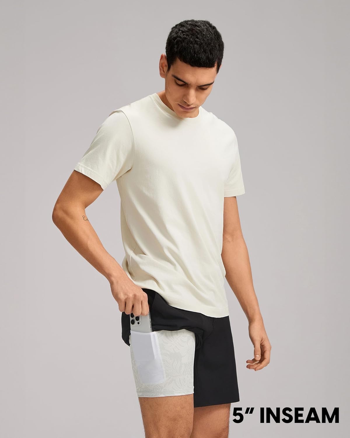 maamgic Mens Casual Shorts with Compression Liner 5/7 Inch Classic Fit Khaki Shorts - Image 2