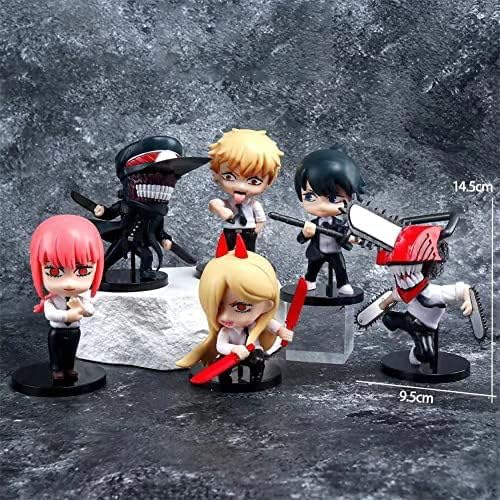 Image of Gifts- Anime Chain Saw Man Action Figures, Toy for Car Dashboard, Study Table, Office Desk Collectible, Limited Edition, Anime Manga, 6 Pcs, Size 14.50 CM